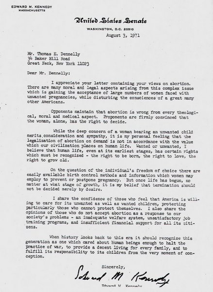 Ted Kennedy Abortion Letter